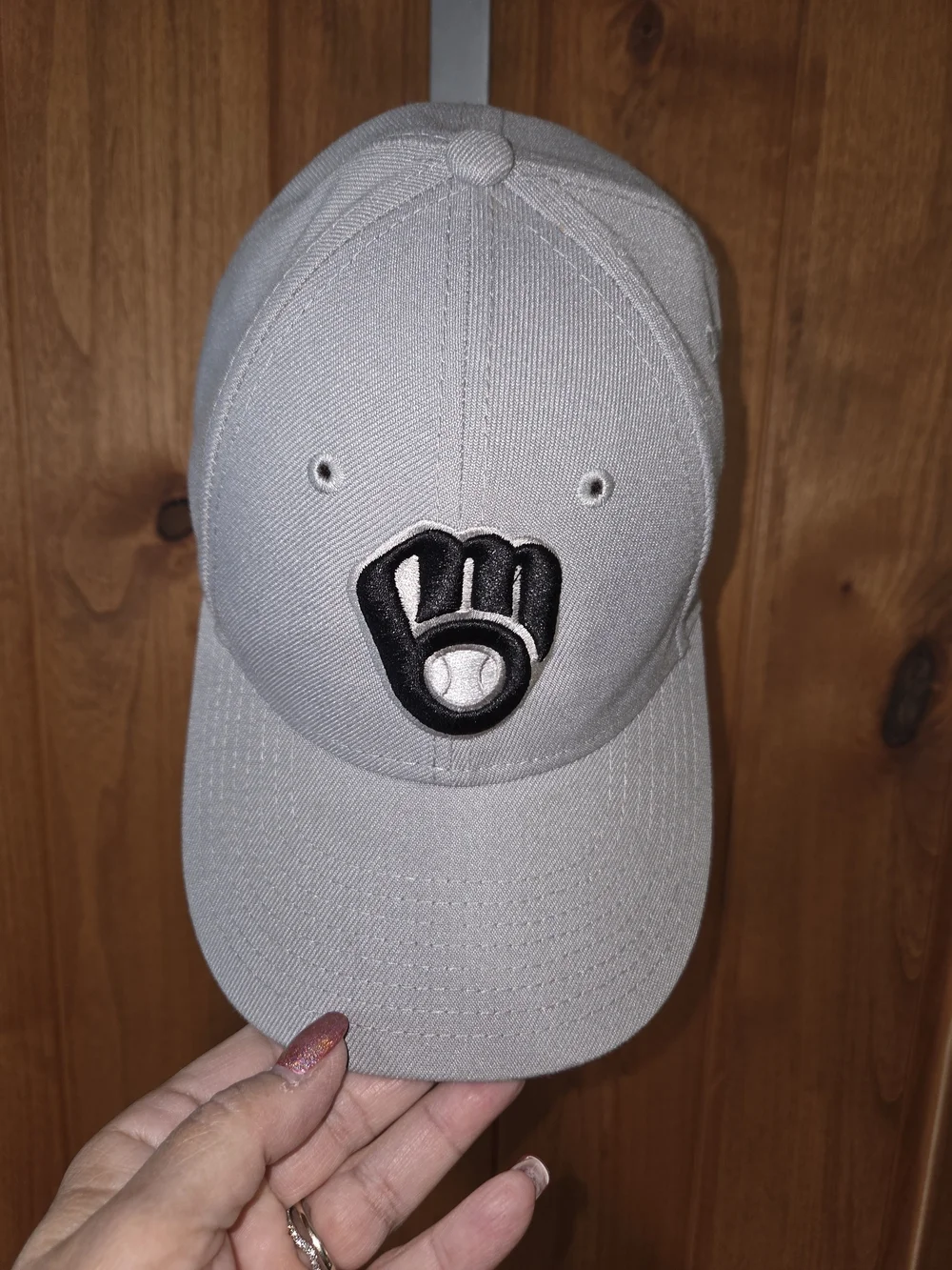 MLB Kids/Youth Light Gray Cap with Black Embroidered Brewers Logo